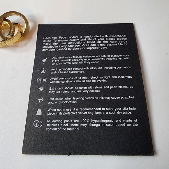 NEW Vita Fede Cassio Pavé Triple Ring Set Size 7.5 Stainless Steel Gold Painted - Picture 4 of 9